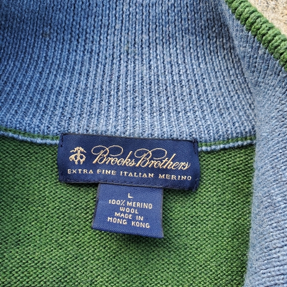 Brooks brothers sweater mens large green 1/4 zip merino wool - Picture 14 of 14